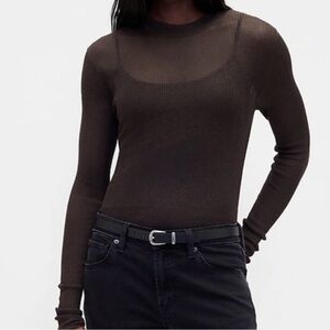 NWT GAP High-Neck Brown Sheer Sweater S